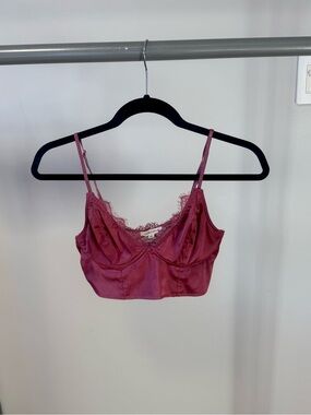 Cotton Candy Satin Lace Bralette - Dusty Rose